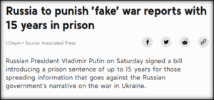 perception war between Russia and NATO. Putin's Censorship.