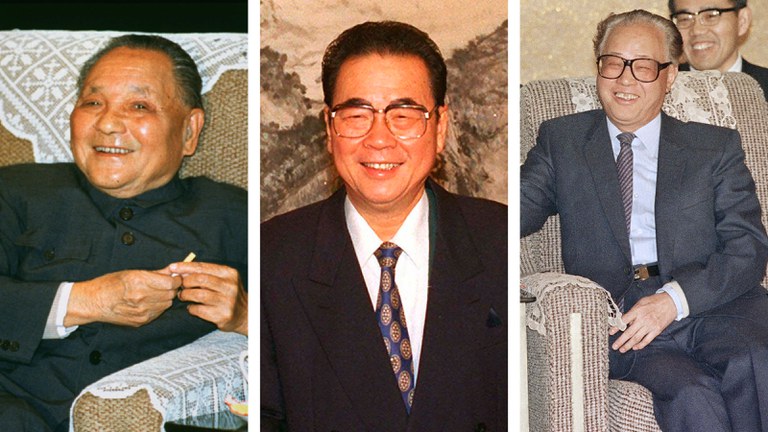 From left: Deng Xiaoping, Li Peng and Zhao Ziyang. Credit: AP