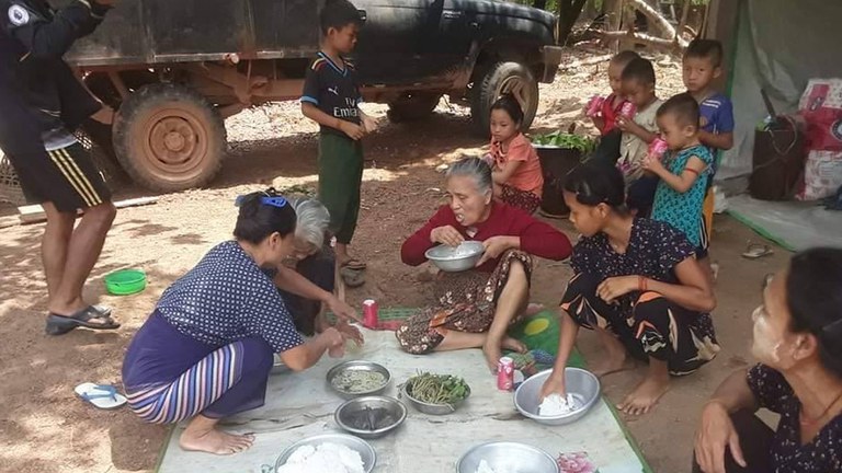 Refugees in Kayin state's Bilin township, May 5, 2022. Credit: Karen Information Center