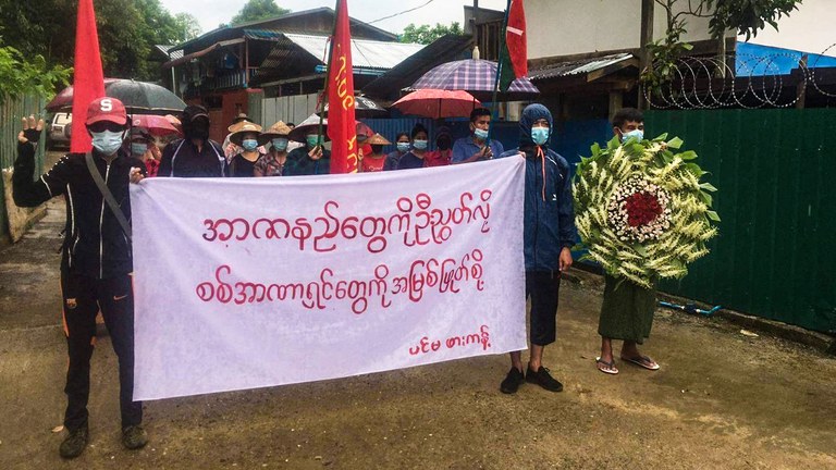 Demonstrators march in Kachin state on Martyrs' Day, July 19, 2022. Credit: Citizen journalist