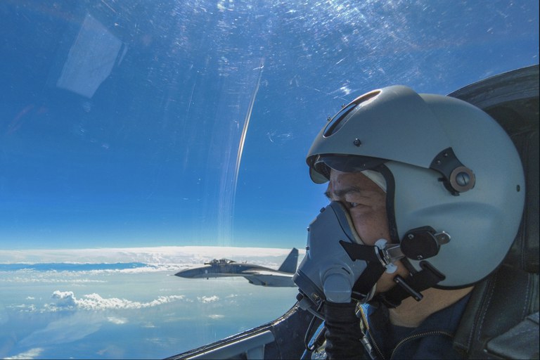 A Navy Force helicopter under the Eastern Theatre Command of China's People's Liberation Army (PLA) takes part in military exercises in the waters around Taiwan, at an undisclosed location August 8, 2022 in this handout picture released on August 9, 2022. Credit: Eastern Theater Command/Handout via Reuters