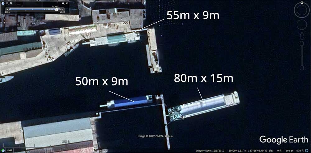 Three of Kim Jong Un’s yachts can be seen at the port of Wonsan in this Dec. 2019 image. Credit: CNES/Airbus