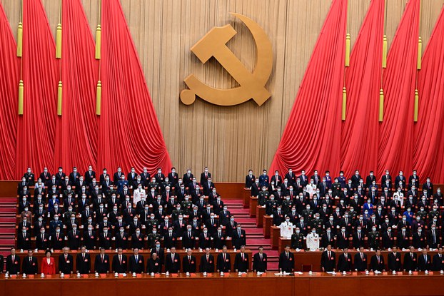 Delegates attend the closing ceremony of the 20th Chinese Communist Party's Congress at the Great Hall of the People in Beijing, Oct. 22, 2022. (Noel Celis/AFP)