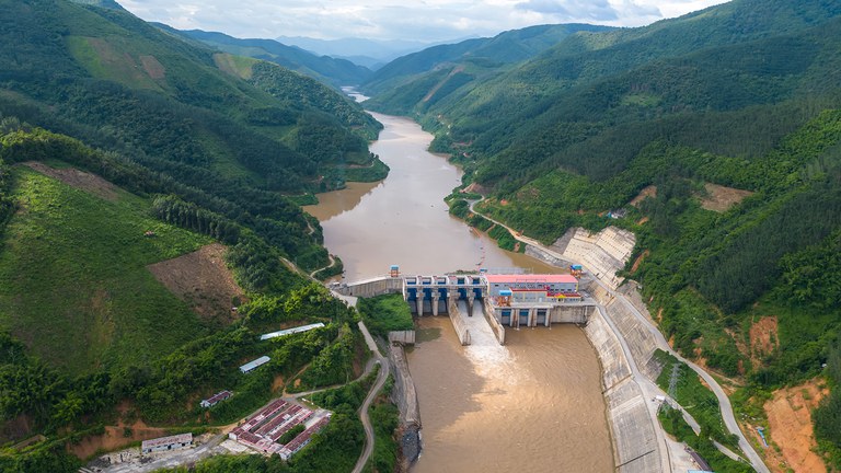 The Nam Ou 4 hydropower plant, funded and built by the Power Construction Corporation of China, is seen on the Nam Ou River in northern Laos' Phongsaly province, Sept. 25, 2022. (Kaikeo Saiyasane/Xinhua via Getty Images)