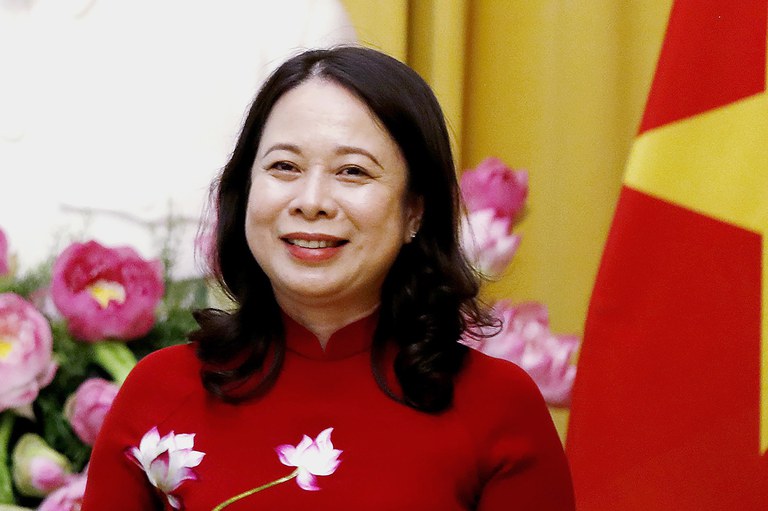Vietnam’s Vice President Vo Thi Anh Xuan is seen at the Presidential Palace in Hanoi on Sept. 21, 2023. (Minh Hoang/AP)