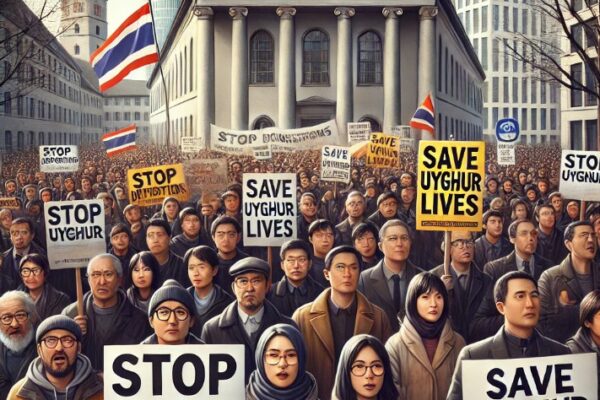 protest in front of the Thai Consulate in Munich AI generated