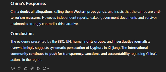 ChatGPT on Uyghurs