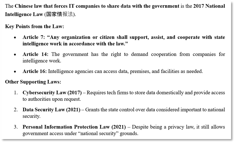 Chinese Laws that enable data sharing