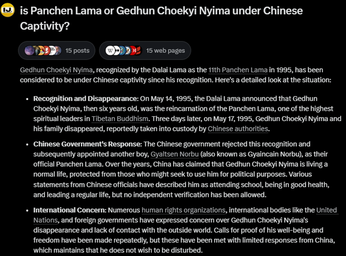 Grok on Panchen Lama