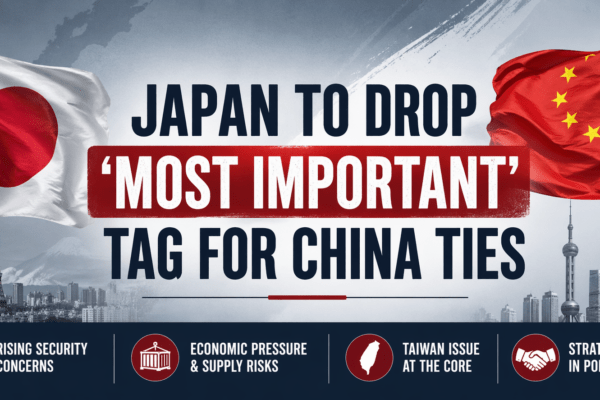 Japan plans to downgrade its description of ties with China, signaling rising tensions, security concerns, and a strategic shift in Indo-Pacific geopolitics.