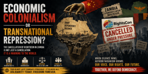 Zambian government's cancellation of the RightsCon conference due to pressure from the Chinese government