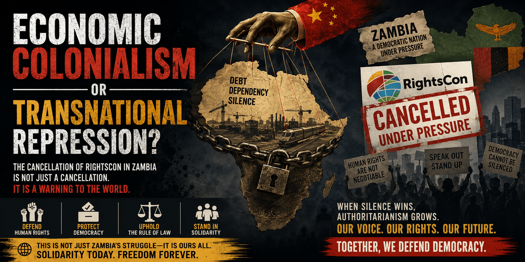 Zambian government's cancellation of the RightsCon conference due to pressure from the Chinese government